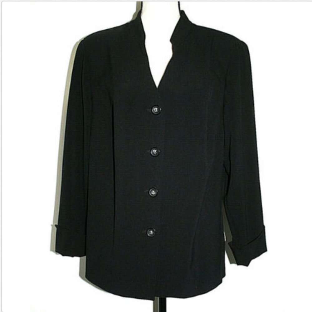 Emma James Womens Sz 18 Black Blazer Folded Cuffs